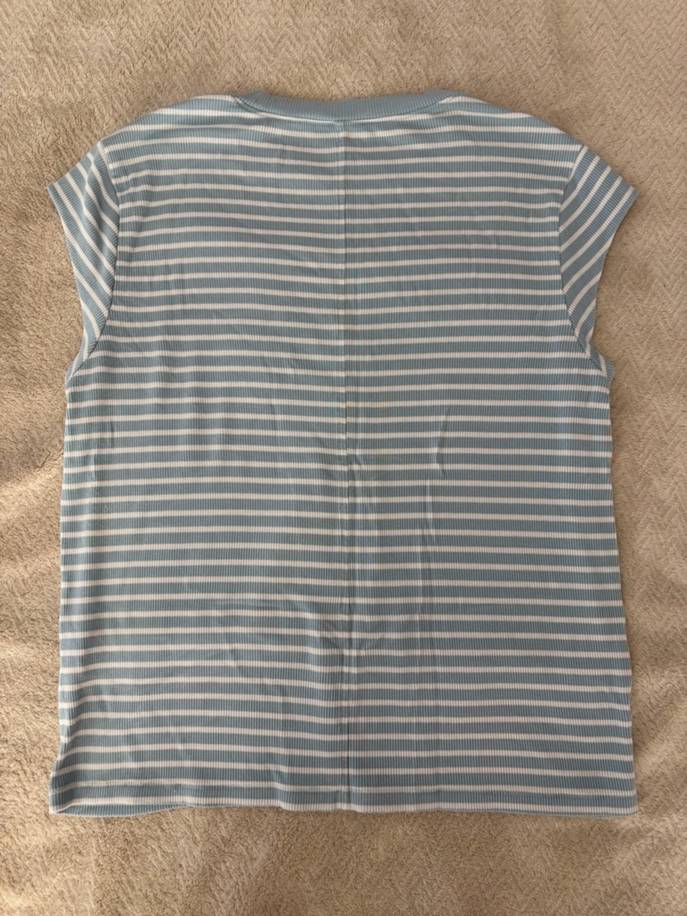 American Eagle Outfitters Light Blue & White Ribbed Striped Tank - Picture 3 of 3